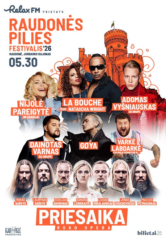 Buy tickets RAUDONĖS PILIES FESTIVALIS'26 Jurbarko r., Raudonės pilis May 30