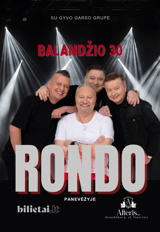Buy tickets Grupė Rondo / Gyvo garso koncertas / 04-30 Panevėžys, Naktinis klubas ir renginių erdvė AFTERIS April 30