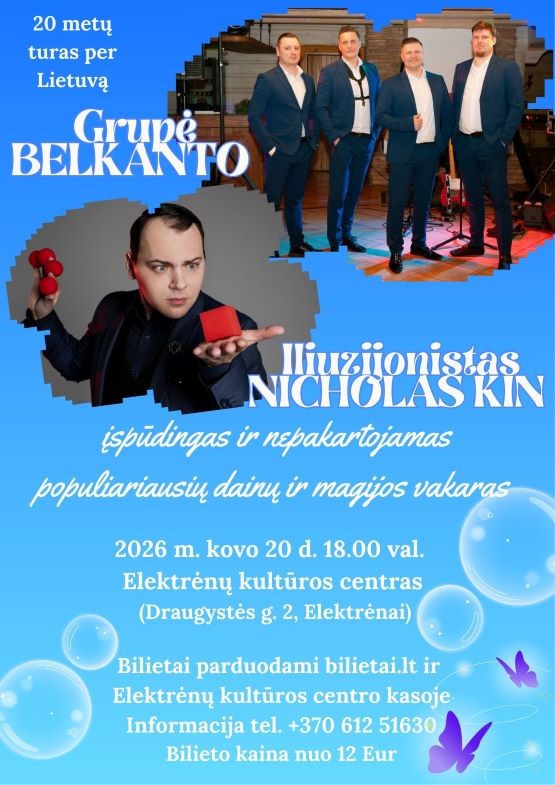 Pirkti bilietus Grupės Belkanto gyvo garso muzikinis vakaras | Elektrėnai Elektrėnai, Elektrėnų kultūros centras Kovas 20