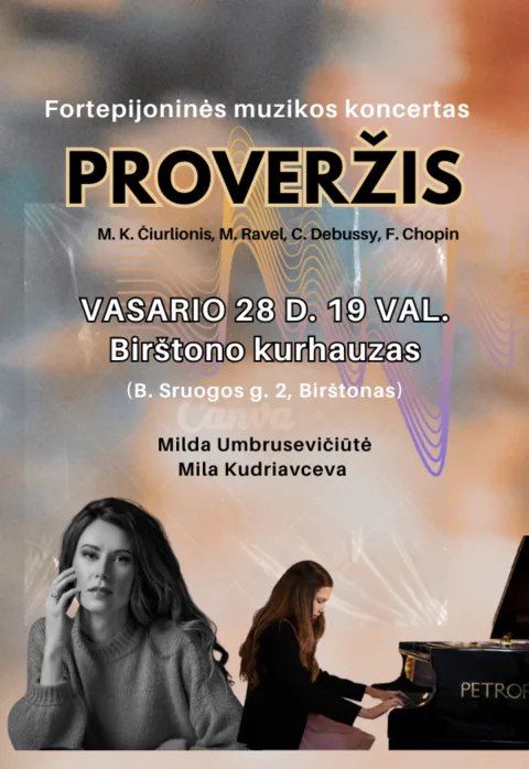 Buy tickets Fortepijoninės muzikos koncertas Birštone – „Proveržis“ Birštonas, Birštono kurhauzas February 28