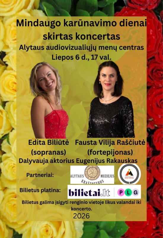 Buy tickets Mindaugo karūnavimo dienai skirtas koncertas Alytus, Audiovizualiųjų menų centras July 06