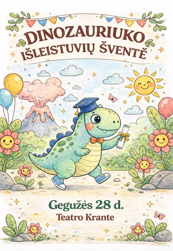 Buy tickets Dinozauriuko išleistuvių šventė Vilnius, Teatro krantas May 28