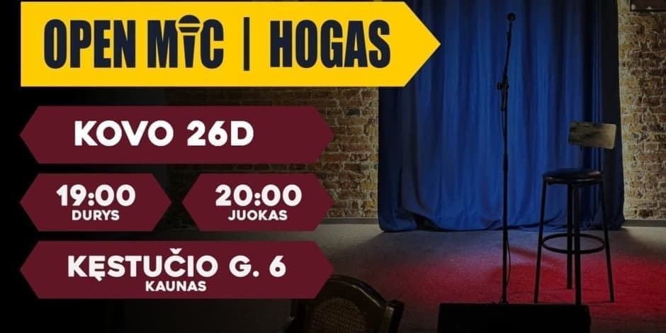 Buy tickets Open mic Komedijos vakaras Kaunas, Hogas Pub March 26