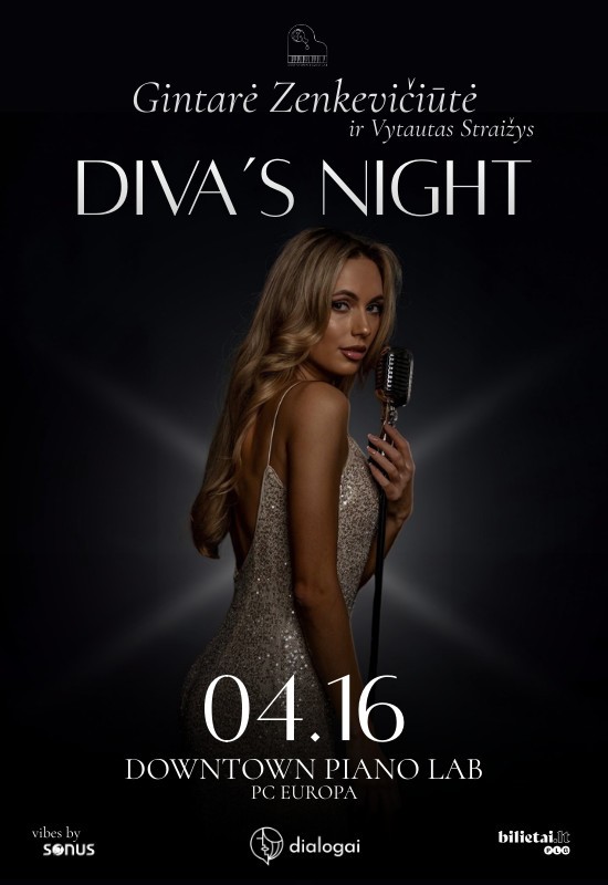 Pirkti bilietus Diva's Night | Gintarė Zenkevičiūtė ir Vytautas Straižys Vilnius, Downtown Piano Lab, PC Europa Balandis 16