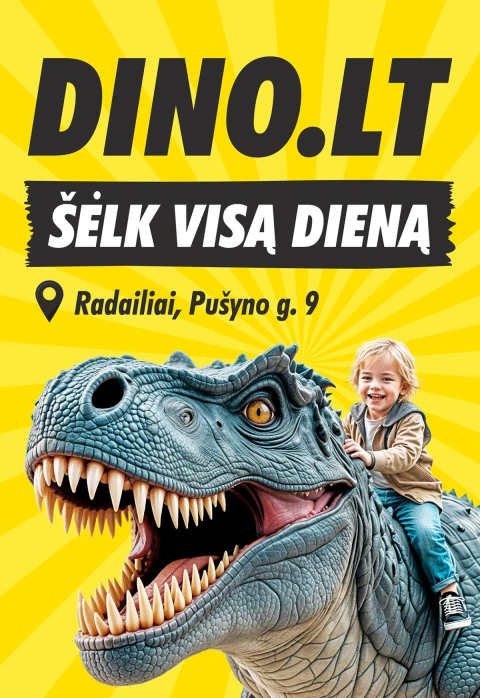 Pirkt biļetes DINO Parkas - gyvi dinozaurai ir linksmybės visai šeimai Klaipėda, Dinozaurų parkas Dino.lt Radailiai Marts 28 - Aprīlis 30