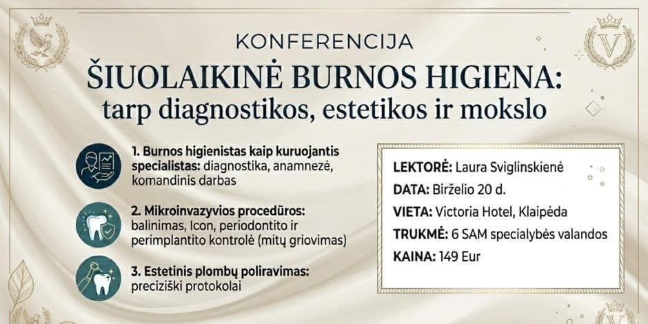 Pirkti bilietus „Šiuolaikinė burnos higiena: tarp diagnostikos, estetikos ir mokslo“ Klaipėda, Victoria Hotel Klaipėda Birželis 20