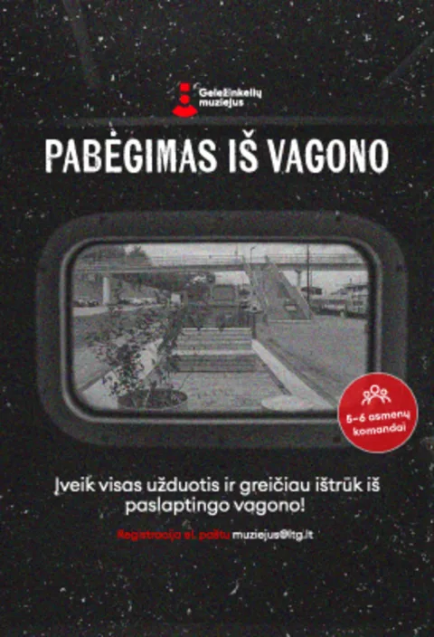 Buy tickets Žaidimas „Pabėgimas iš vagono“ Vilnius, Geležinkelių muziejaus Bėgių parkas January 22 - December 31