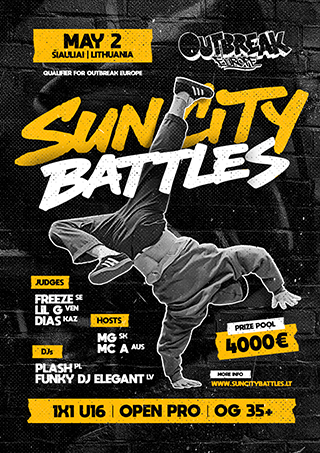 Pirkti bilietus Sun City Battles 2026 | DALYVIO BILIETAS | PARTICIPANT TICKET Šiauliai, Šiaulių koncertų salė Saulė Gegužė 02