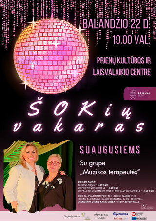 Pirkti bilietus Šokių vakaras suaugusiems Prienai, Prienų kultūros ir laisvalaikio centras Balandis 22