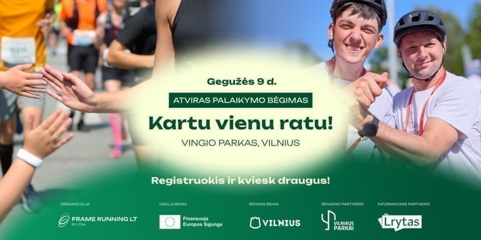 Pirkti bilietus KARTU – VIENU RATU palaikymo bėgimas 2026 Vilnius, VU botanikos sodo Vingio skyrius Gegužė 09