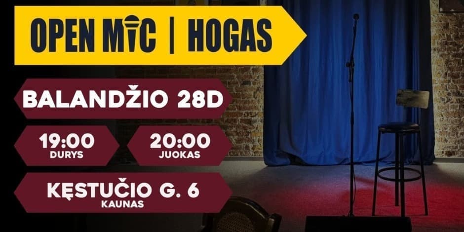 Buy tickets Open mic Komedijos vakaras Kaunas, Hogas Pub April 28