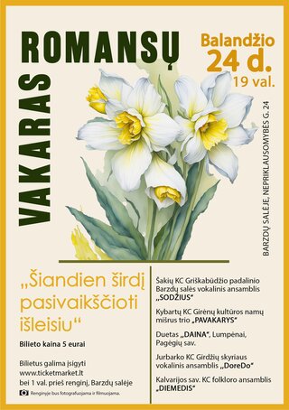 Pirkt biļetes Romansų vakaras Barzdai, Barzdų laisvalaikio salė Aprīlis 24