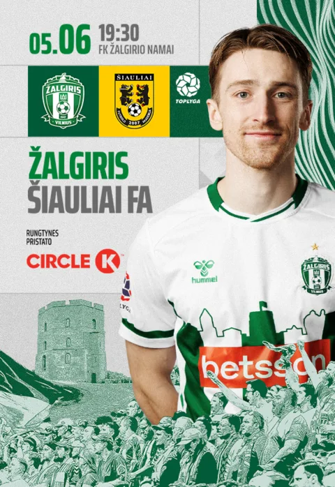 Купить билеты Top lygos rungtynės: FK Žalgiris - FA Šiauliai Vilnius, Žalgirio namų stadionas Май 06