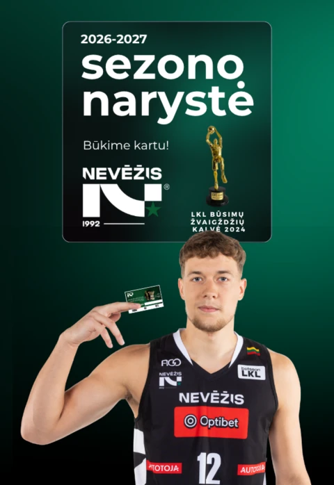 Pirkti bilietus 2026–2027 m. krepšinio klubo NEVĖŽIS sezono abonementas Kėdainiai, Kėdainių arena Rugsėjis 01 - Birželis 30