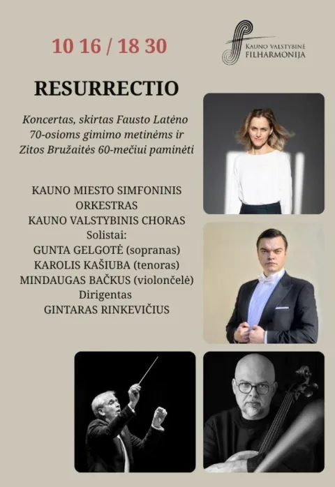Pirkti bilietus RESURRECTIO Kaunas, Kauno valstybinė filharmonija Spalis 16