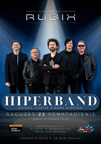 Pirkti bilietus HIPERBAND | RUBIX Vasario 16-osios g. 48, Šiauliai, Rubix klubas Gegužė 22