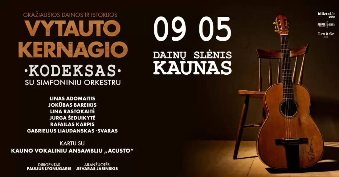 Pirkti bilietus Vytauto Kernagio Kodeksas su Simfoniniu Orkestru Kaunas, Kauno Dainų slėnis Rugsėjis 05