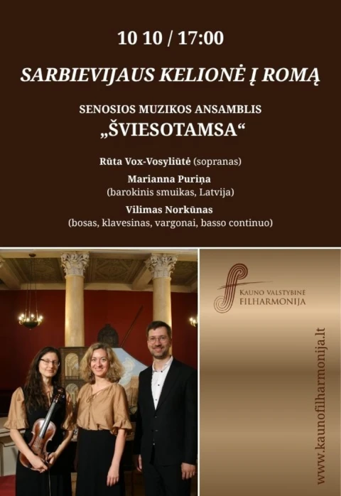 Pirkti bilietus SARBIEVIJAUS KELIONĖ Į ROMĄ Kaunas, Kauno valstybinė filharmonija Spalis 10