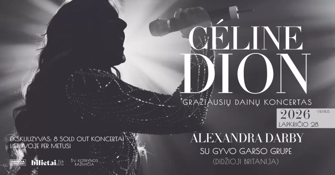 Pirkti bilietus Gražiausių CELINE DION dainų koncertas | atlieka Alexandra Darby su gyvo garso grupe | Vilnius Vilnius, Šv. Kotrynos bažnyčia Lapkritis 28
