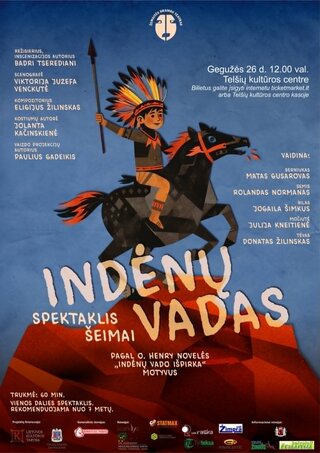 Pirkti bilietus PREMJERA | Spektaklis šeimai „Indėnų vadas“ Telšiai, Telšių kultūros centras Gegužė 26