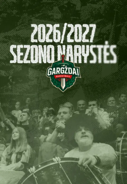 Pirkti bilietus KK „Gargždai“ 2026-2027 m. sezono narystė Gargždai, Gargždų sporto centras Rugsėjis 01 - Birželis 20