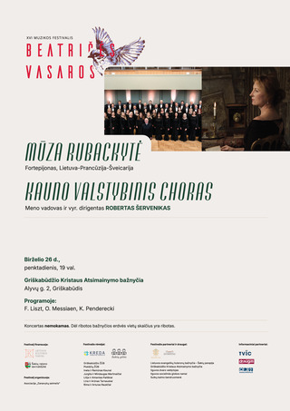 Pirkti bilietus Beatričės vasaros festivalis | Mūza Rubackytė | Kauno Valstybinis choras Griškabūdis, Griškabūdžio Kristaus atsimainymo bažnyčia Birželis 26