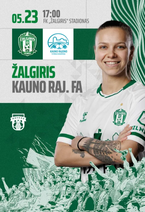Pirkti bilietus Moterų A lygos rungtynės: FK Žalgiris - Kauno raj. FA Vilnius, Žalgirio namų stadionas Gegužė 23