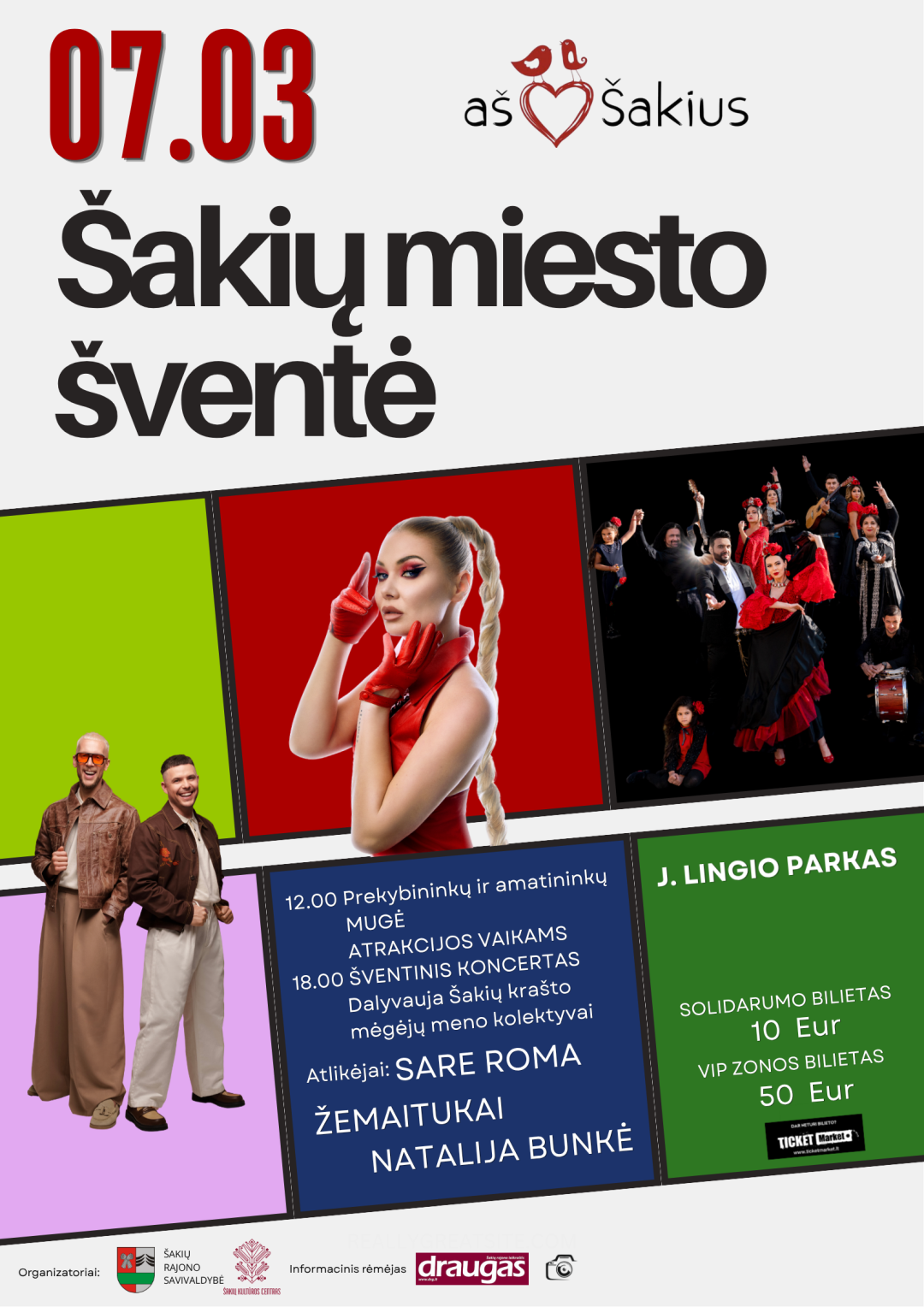 Pirkti bilietus Šakių miesto šventė „AŠ MYLIU ŠAKIUS“ Šakiai, Šakių L. Lingio parkas Liepa 03
