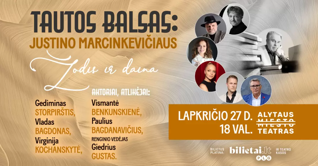 Pirkti bilietus TAUTOS BALSAS: Justino Marcinkevičiaus žodis ir daina | ALYTUS Alytus, Alytaus miesto teatras Lapkritis 27