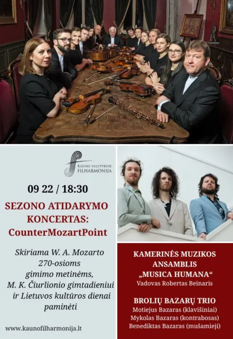 Pirkti bilietus SEZONO ATIDARYMO KONCERTAS: CounterMozartPoint Kaunas, Kauno valstybinė filharmonija Rugsėjis 22