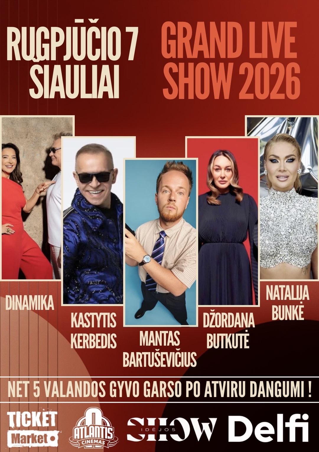 Pirkti bilietus Vasaros festivalis “Grand Live Show’26” / 1 diena Šiauliai, Šiaulių parko estrada Rugpjūtis 07