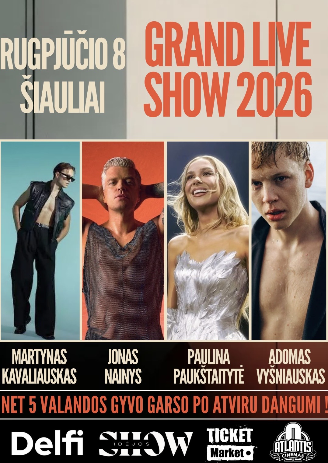Pirkti bilietus Vasaros festivalis “Grand Live Show’26” / 2 diena Šiauliai, Šiaulių parko estrada Rugpjūtis 08