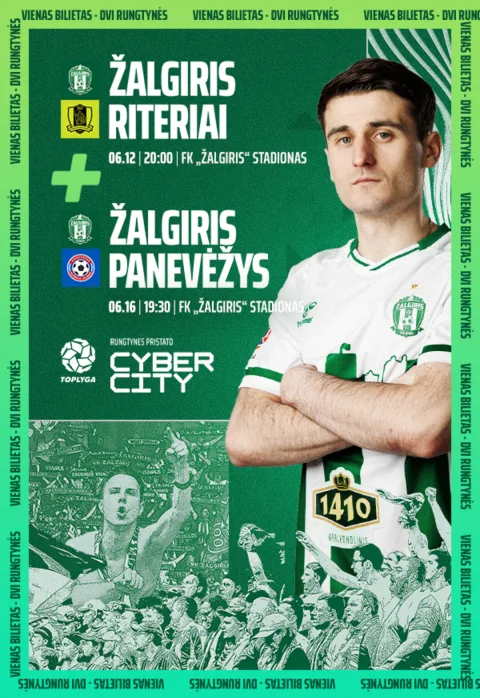 Pirkti bilietus Dvigubas bilietas: TOP lygos rungtynės FK Žalgiris - Riteriai / Panevėžys Vilnius, Žalgirio namų stadionas Birželis 12-16