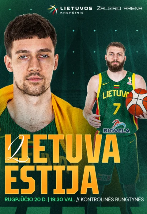 Pirkt biļetes Lietuvos vyrų krepšinio rinktinės kontrolinės rungtynės: Lietuva - Estija Kaunas, Kauno Žalgirio arena Augusts 20