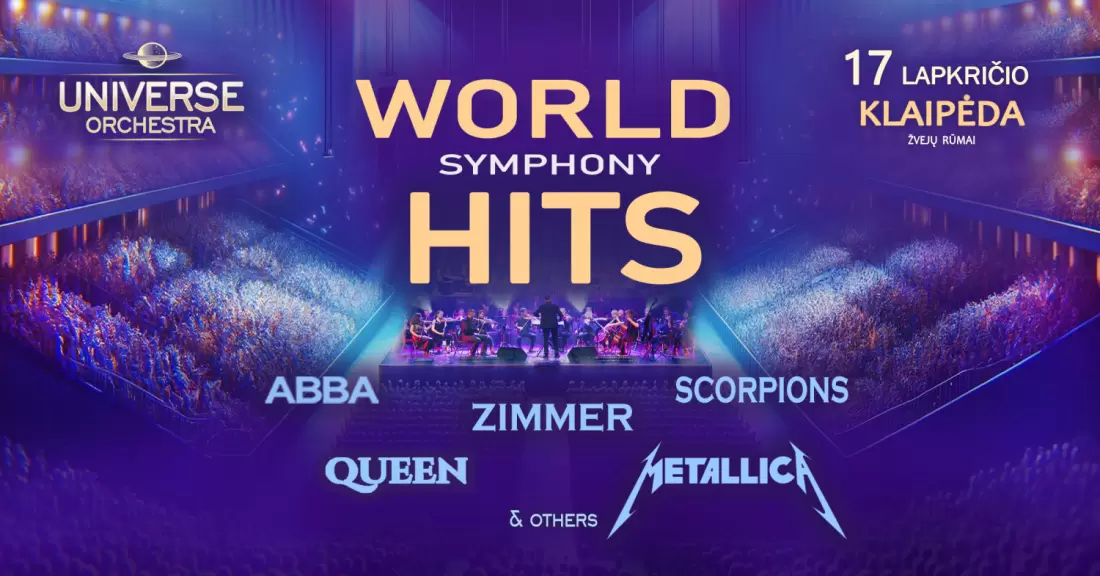 Pirkti bilietus World Hits Symphony | Universe Orchestra | Klaipėda Klaipėda, Kultūros centras Žvejų rūmai Lapkritis 17