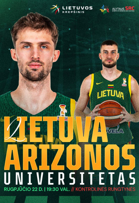 Pirkti bilietus Lietuvos vyrų krepšinio rinktinės kontrolinės rungtynės: Lietuva - Arizonos Universitetas Alytus, Alytaus sporto ir rekreacijos centras Rugpjūtis 22