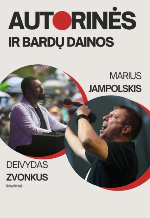 Pirkti bilietus Marius Jampolskis ir Deividas Zvonkus. Autorinės ir bardų dainos Alytus, Alytaus miesto teatras Spalis 16