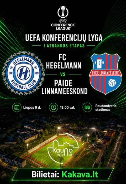 Pirkti bilietus FC Hegelmann – Paide Linnameeskond | UEFA Konferencijų lyga Kauno raj., Raudondvario stadionas Liepa 09