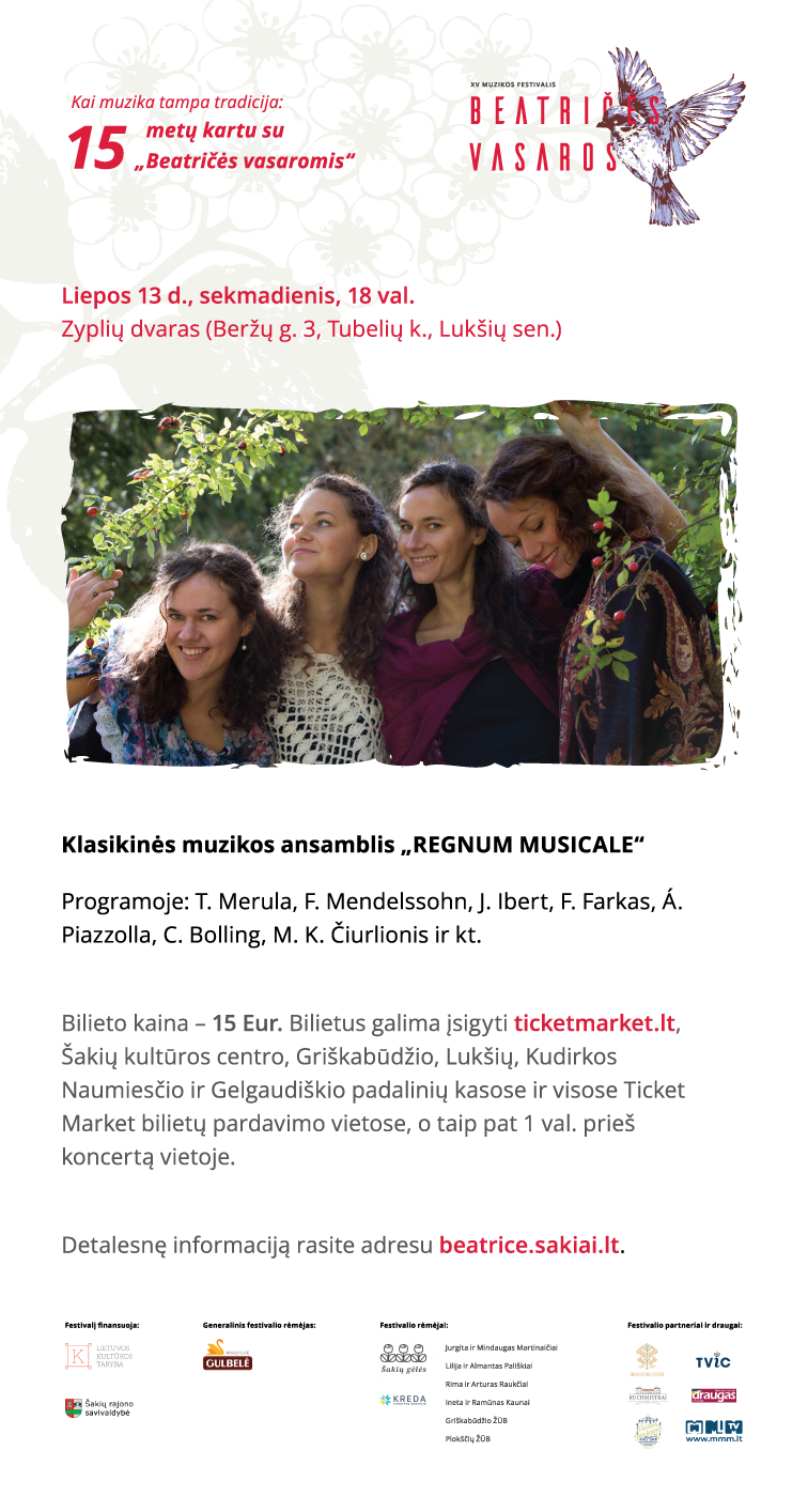 Pirkti bilietus Muzikos festivalis „Beatričės vasaros“. Klasikinės muzikos ansamblis „Regnum Musicale“ Marijampolė, Marijampolės futbolo arena (stadionas) Liepa 13