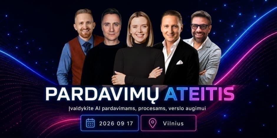 Pirkti bilietus PARDAVIMŲ ATEITIS: Įvaldykite AI pardavimams, procesams, verslo augimui Vilnius, Konferencijų centras „Taškius“ Rugsėjis 17