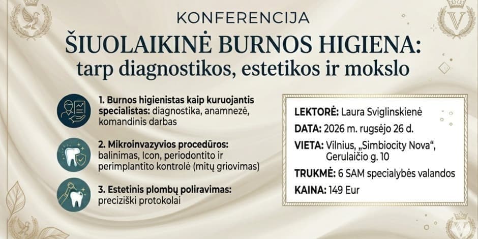 Pirkti bilietus „Šiuolaikinė burnos higiena: tarp diagnostikos, estetikos ir mokslo“ Vilnius, V. Gerulaičio g. 10 Rugsėjis 26