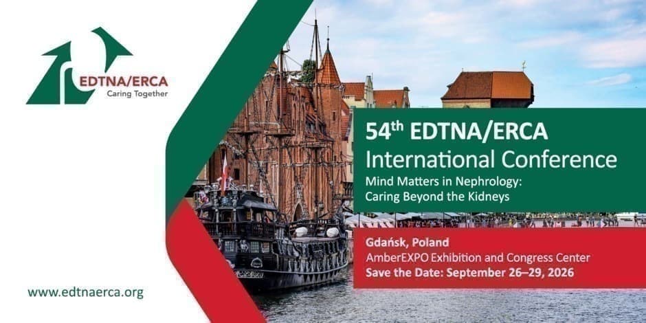 Pirkti bilietus EDTNA/ERCA International Conference 2026 Gdanskas, APCOA Parking Amber EXPO Gdańsk ul. Żaglowa 11 Rugsėjis 26-29