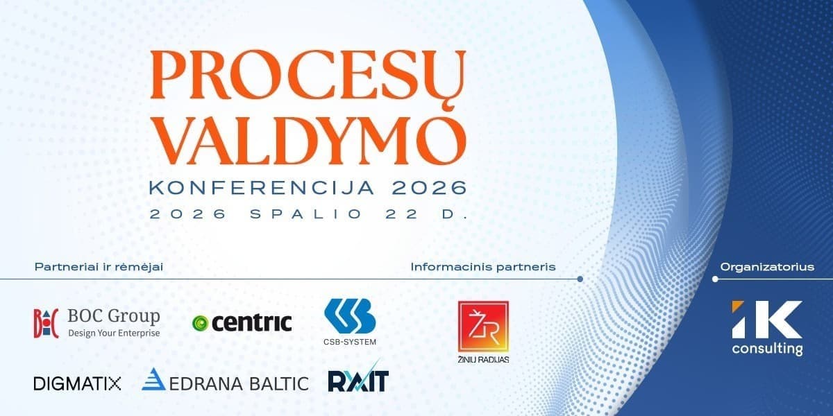 Pirkti bilietus PROCESŲ VALDYMO KONFERENCIJA 2026 Vilnius, Vilnius Park Plaza Spalis 22