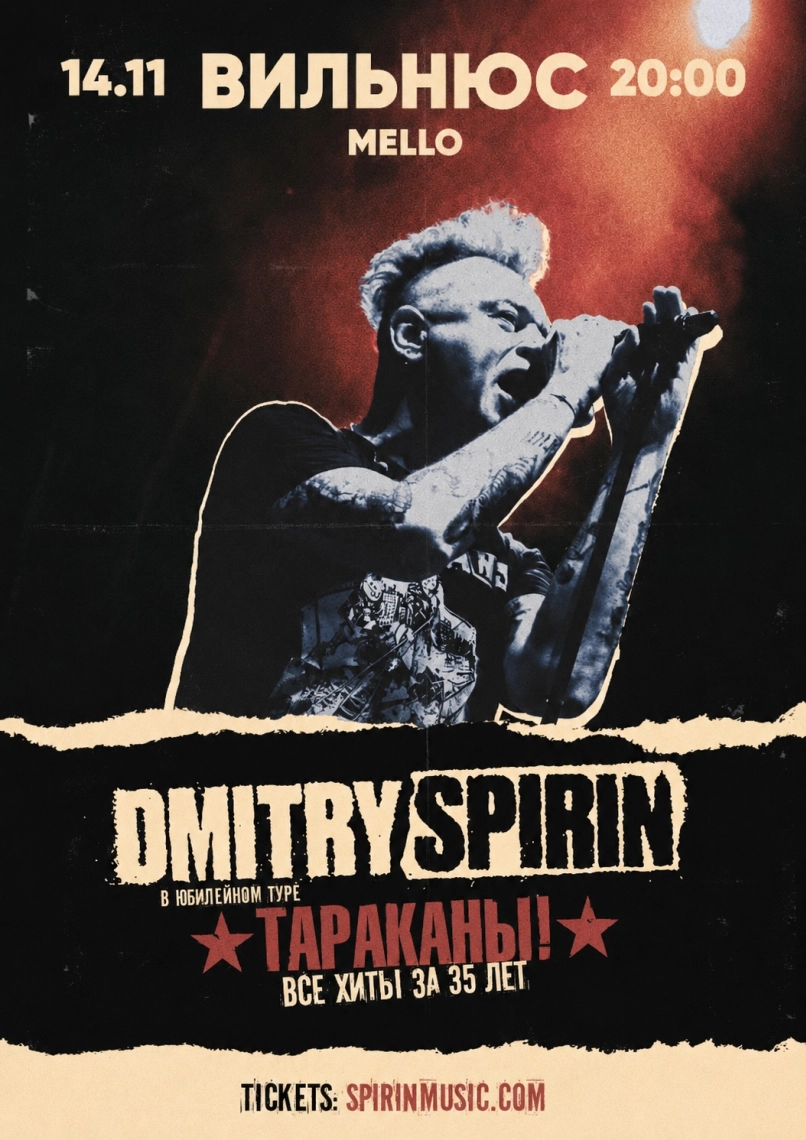 Pirkti bilietus Дмитрий Спирин. Тараканы! 35 лет - Vilnius Vilnius, Mello Lapkritis 14