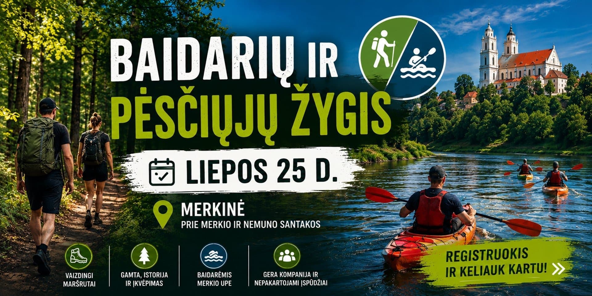 Pirkti bilietus MERKINĖS BAIDARIŲ IR PĖSČIŲJŲ ŽYGIS Merkinė, 133 36 Liepa 25