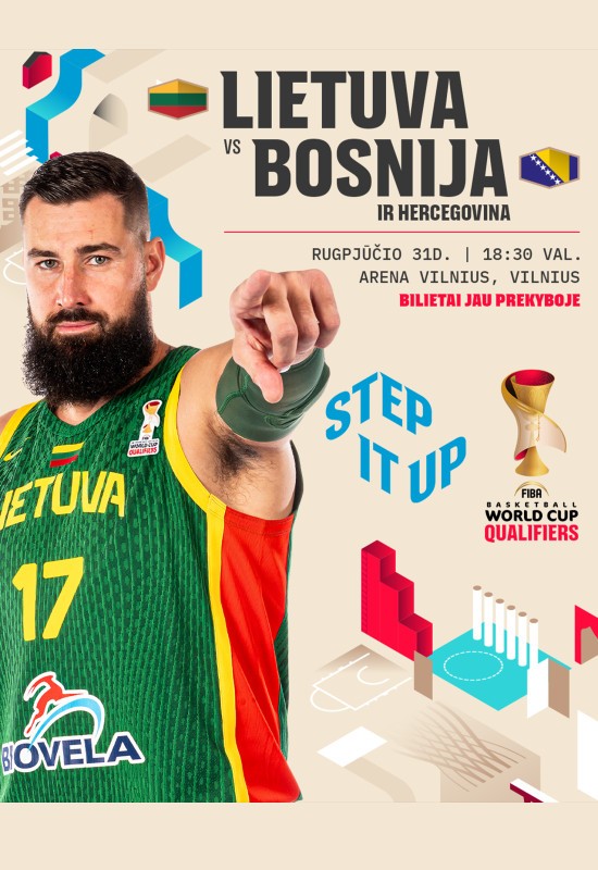 Pirkti bilietus Atranka į Pasaulio krepšinio čempionatą: Lietuva - Bosnija ir Hercegovina Vilnius, Arena Vilnius Rugpjūtis 31