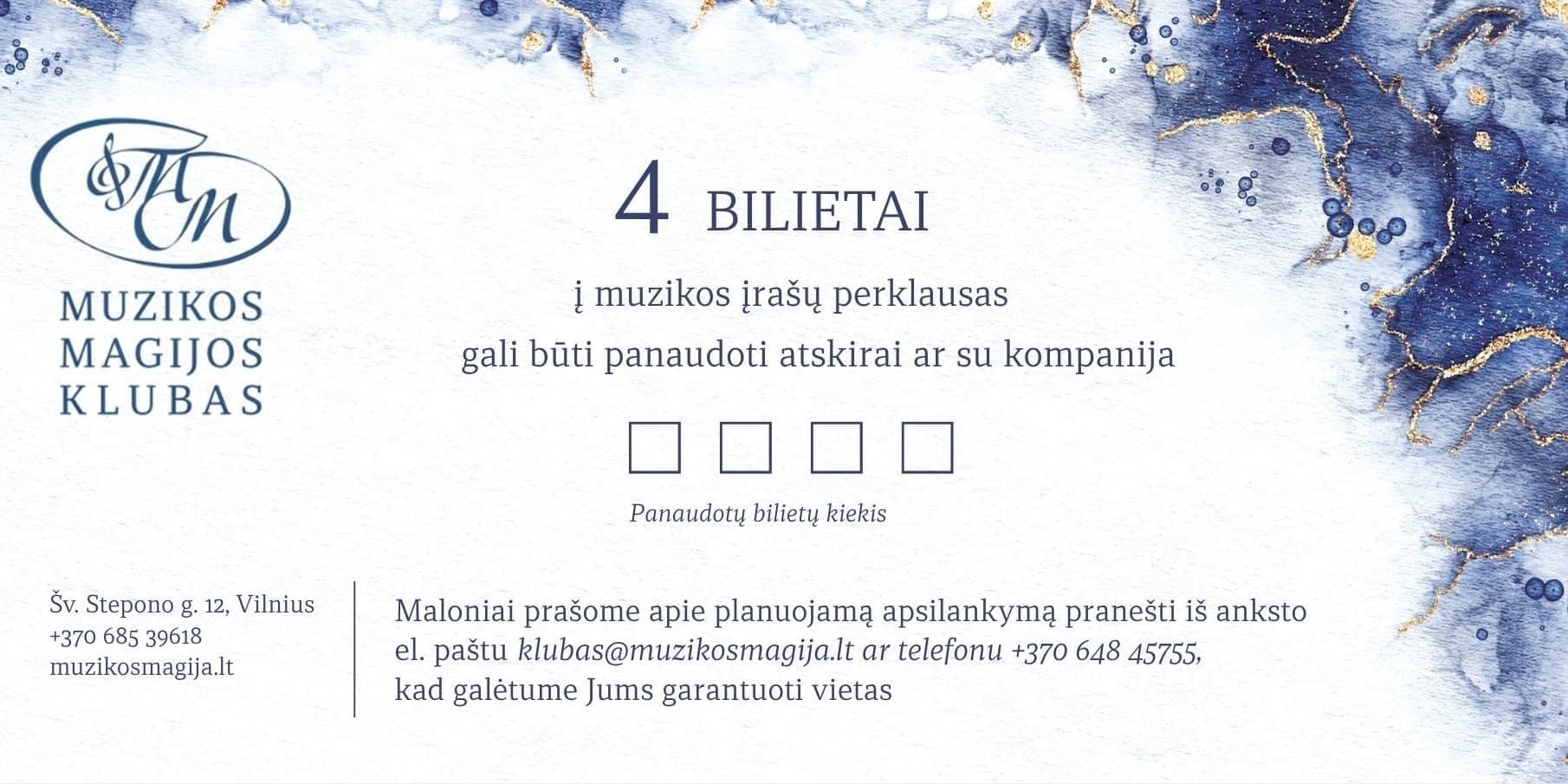 Pirkti bilietus Muzikos įrašų perklausos | 4 bilietai Vilnius, Muzikos magijos klubas Liepa 11-13