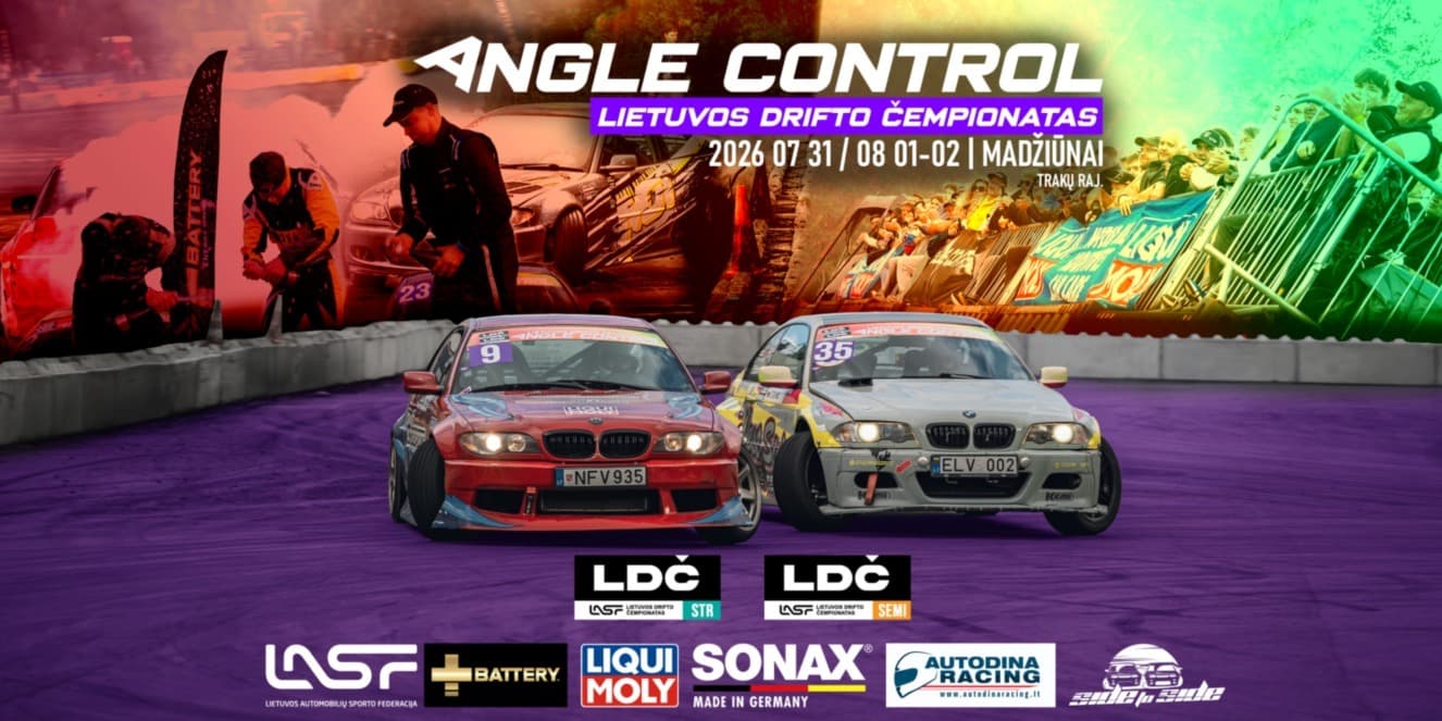 Pirkti bilietus Angle Control Lietuvos drifto čempionato STREET ir SEMI-PRO 4 etapas Madžiūnai, Drift Park Madžiūnai Liepa 31 - Rugpjūtis 02