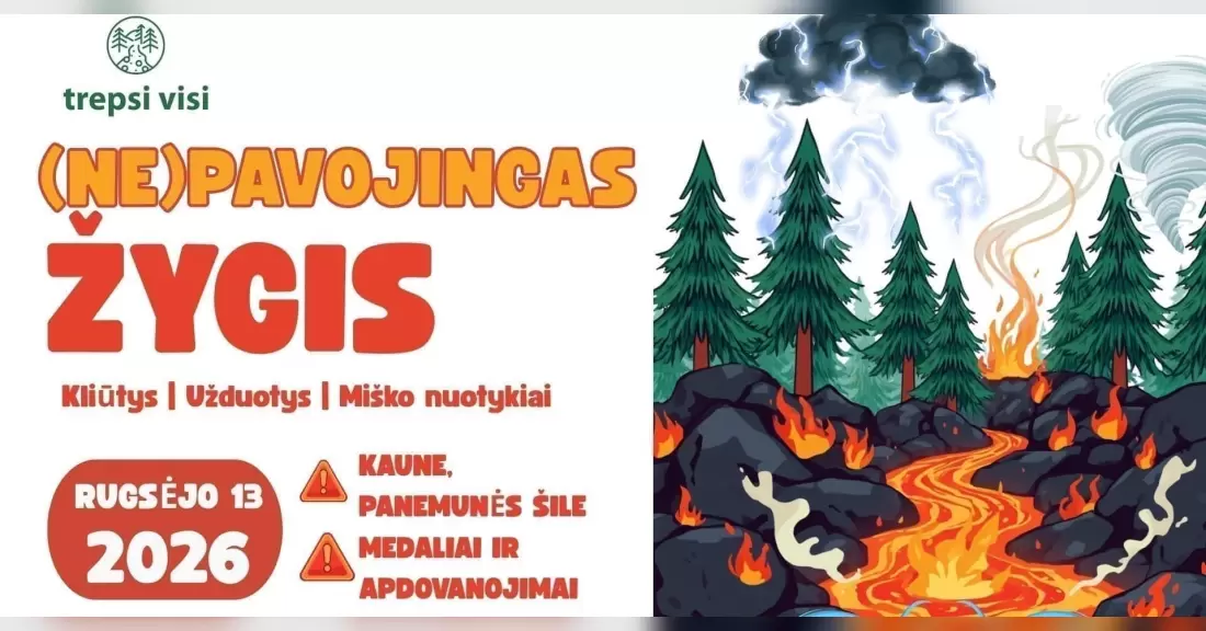 Pirkti bilietus (NE)PAVOJINGAS ŽYGIS - 4,5 km žygis Kaune su kliūtimis ir užduotimis Kaunas, A. Smetonos alėja 4 Rugsėjis 13