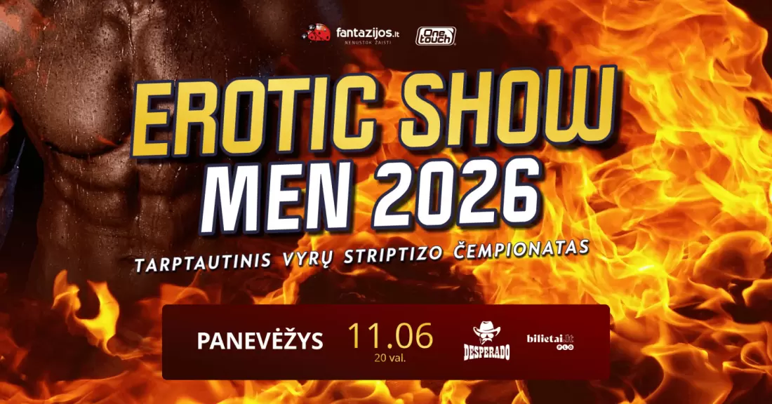 Pirkti bilietus EROTICshowMEN 2026 | PANEVĖŽYS Panevėžys, Renginių erdvė Desperado Lapkritis 06